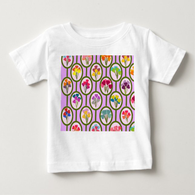 Camiseta Para Bebê Círculos de Flores (Frente)