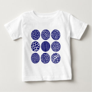Camiseta Para Bebê Círculos decorativos - Marinho profundo e branco
