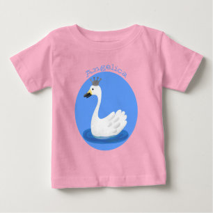 Camiseta Para Bebê Cisne branco-branco com desenho animado