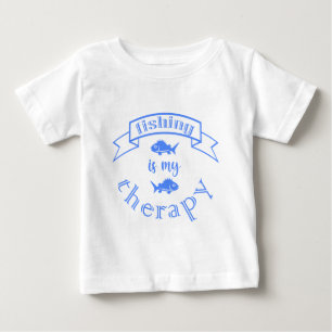 Camiseta Para Bebê Citação da fita de faixa Pescar é minha terapia T-
