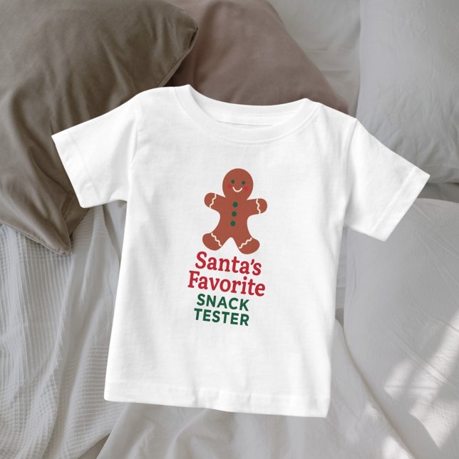 Camiseta Para Bebê Citação de Natal divertida testadora de lanches (Criador carregado)