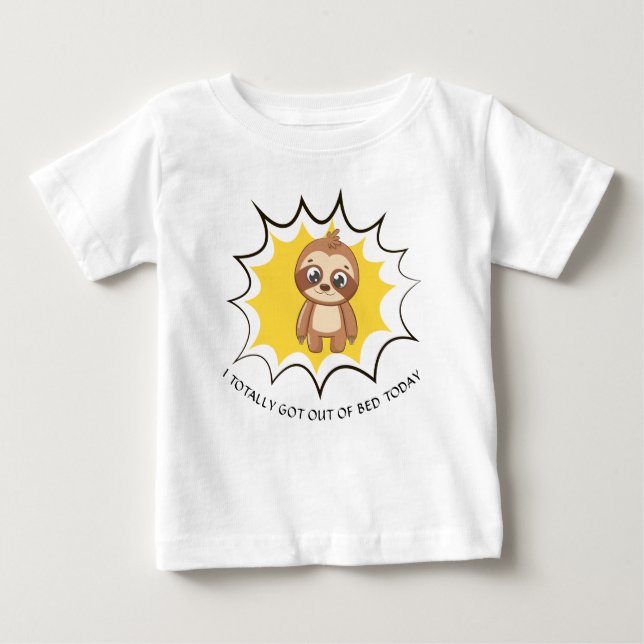 Camiseta Para Bebê Citação Engraçada Personalizada | Sloth Modelo Uni (Frente)
