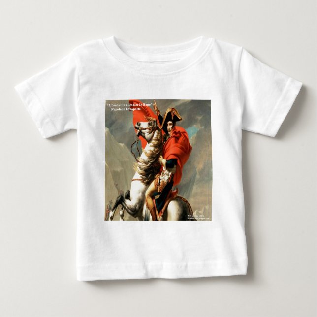 Camiseta Para Bebê Citação Napoleon & "Leader" (Frente)