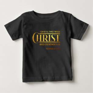 Camiseta Para Bebê Citação Philippians 4:13 Verse KJV Bíblia