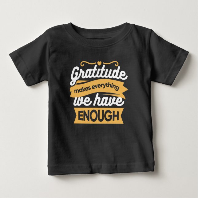 Camiseta Para Bebê Citações da Tipografia de Gratidão Inspiradora (Frente)
