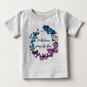 Camiseta Para Bebê Citações feitas sob encomenda da borboleta e da