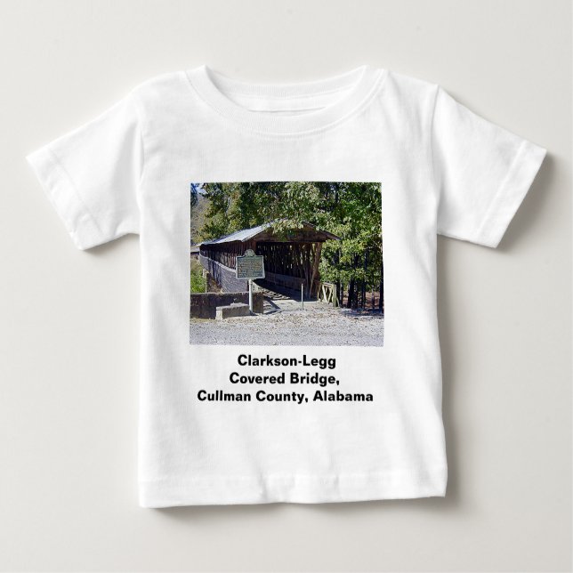 Camiseta Para Bebê Clarkson Covered Bridge Alabama (Frente)