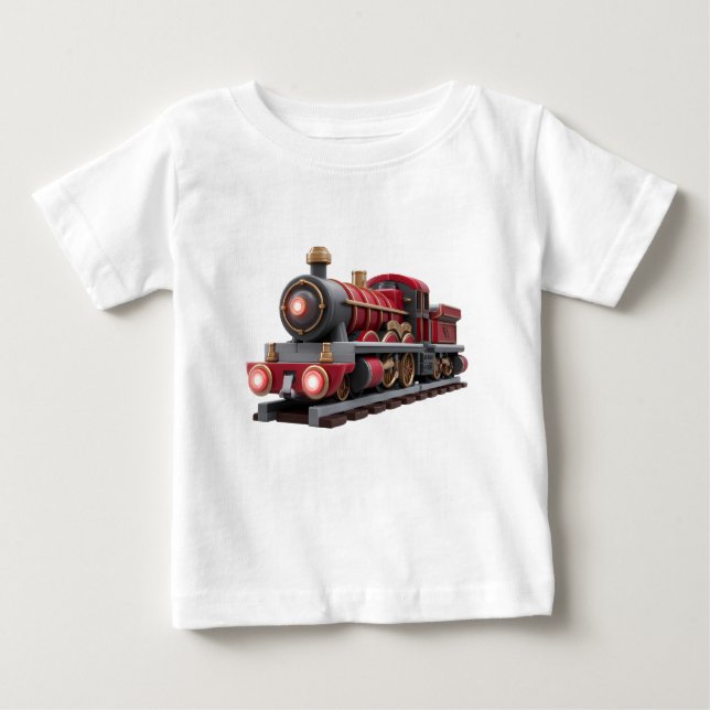Camiseta Para Bebê Classic Red Steam Train – Adventure Kids T-Shirt  (Frente)