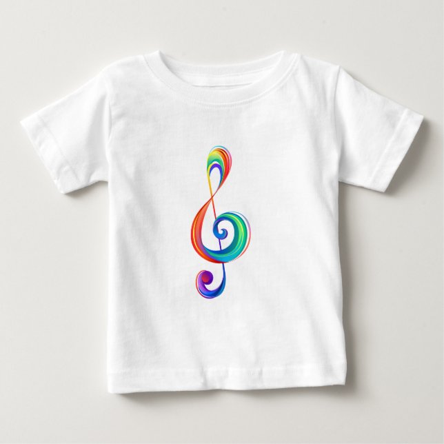 Camiseta Para Bebê Clef (trecho de arco-íris) (Frente)