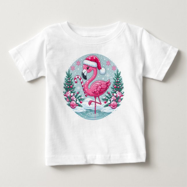 Camiseta Para Bebê Clipart-10424 do Christmas Flamingo Sublimation (Frente)