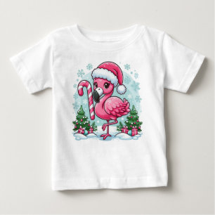 Camiseta Para Bebê Clipart de Flamingo de Natal Sublimação 