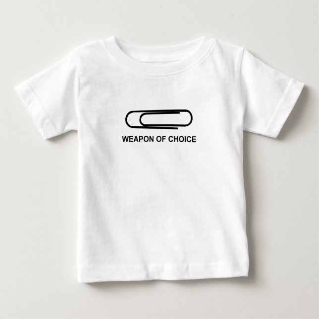 Camiseta Para Bebê Clipe De Papel Com Arma De Escolha - Paperclip Eng (Frente)