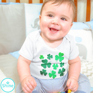 Camiseta Para Bebê Clover Shamrock Dia de São Patrício verde irland
