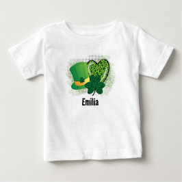 Camiseta Para Bebê Clover Shamrock do Dia de São Patrício de Nome Per