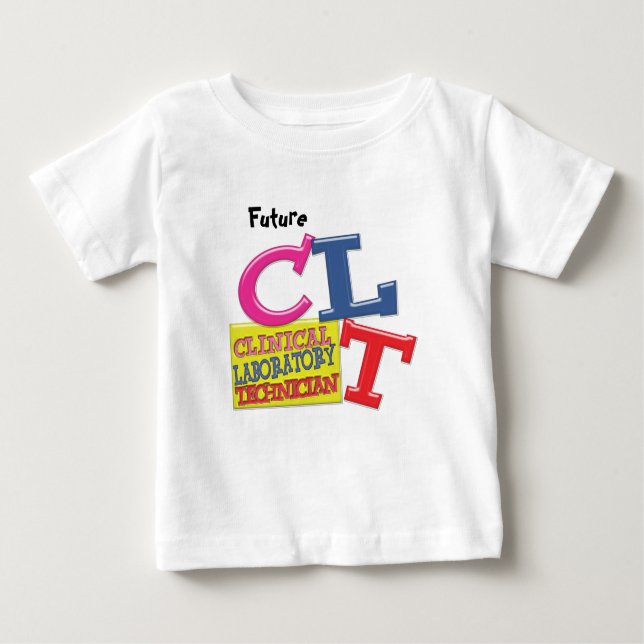 CAMISETA PARA BEBÊ CLT WHIMSICAL LETTERS CLÍNICAS TECNOLOGIA LABORATO (Frente)