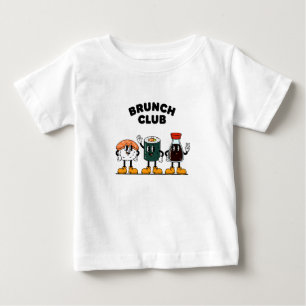 Camiseta Para Bebê Clube de Brunch Sushi Retro & Molho de Soja Cartoo