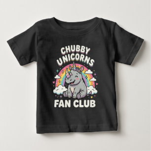 Camiseta Para Bebê Clube de Fãs do Unicórnio Fofo Arco-íris Mágico