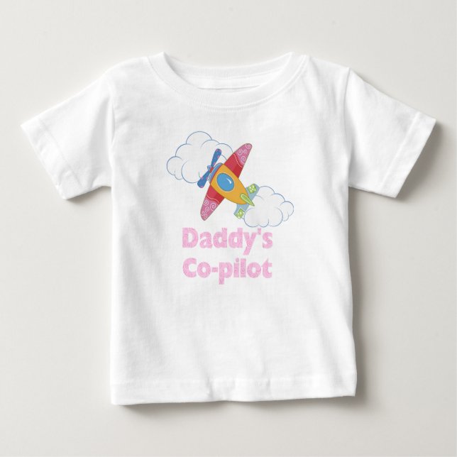 Camiseta Para Bebê Co-piloto do pai (menina) (Frente)