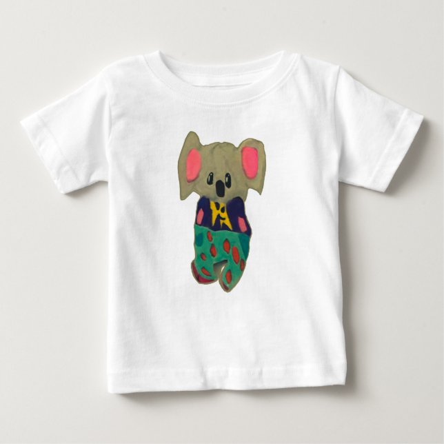 Camiseta Para Bebê Coala bonita com desenho de roupas humanas (Frente)