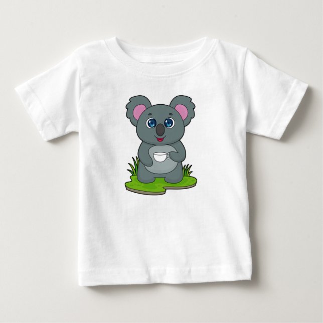 Camiseta Para Bebê Coala com xícara de café (Frente)
