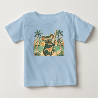 Camiseta Para Bebê Coala Relaxando na Praia – Vibração de Verão Tropi
