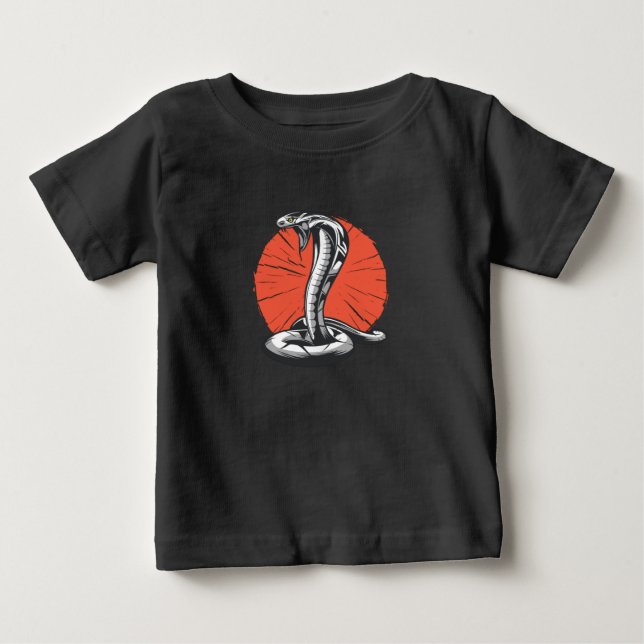 Camiseta Para Bebê Cobra abre capô, cobra atacando (Frente)