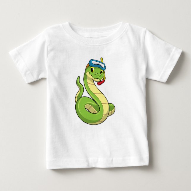 Camiseta Para Bebê Cobra as Diver wirth Snorkel (Frente)