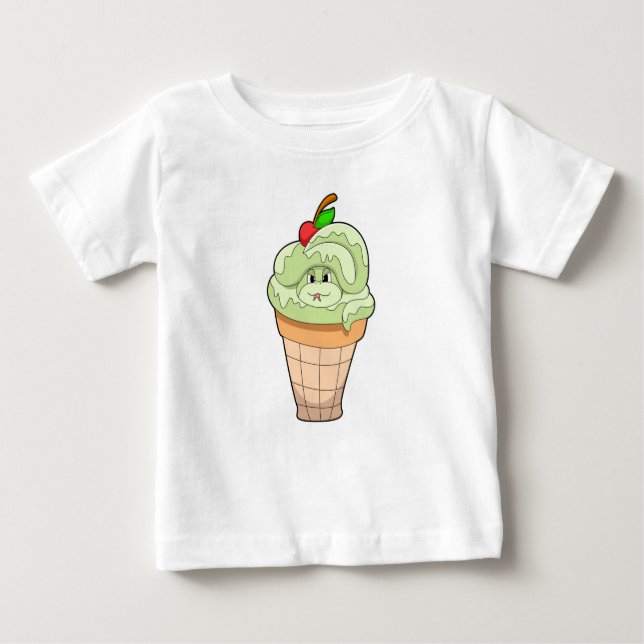 Camiseta Para Bebê Cobra com cone de Sorvete e Cherry (Frente)