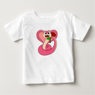 Camiseta Para Bebê Cobra com Rosa