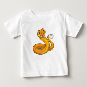 Camiseta Para Bebê Cobra com Taça de Café