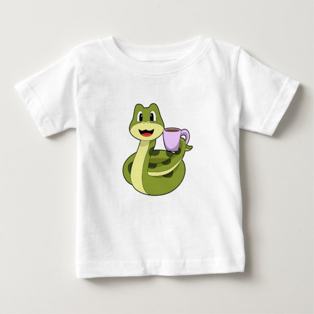 Camiseta Para Bebê Cobra com Taça de Café (Frente)
