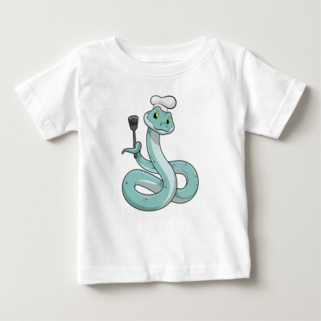 Camiseta Para Bebê Cobra como cozinhar com chapéu de chef (Frente)