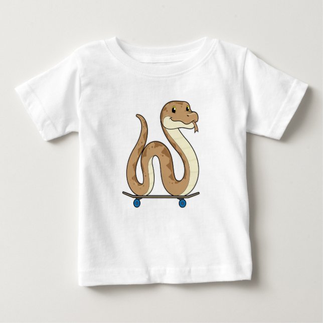 Camiseta Para Bebê Cobra como Patinador com skate (Frente)