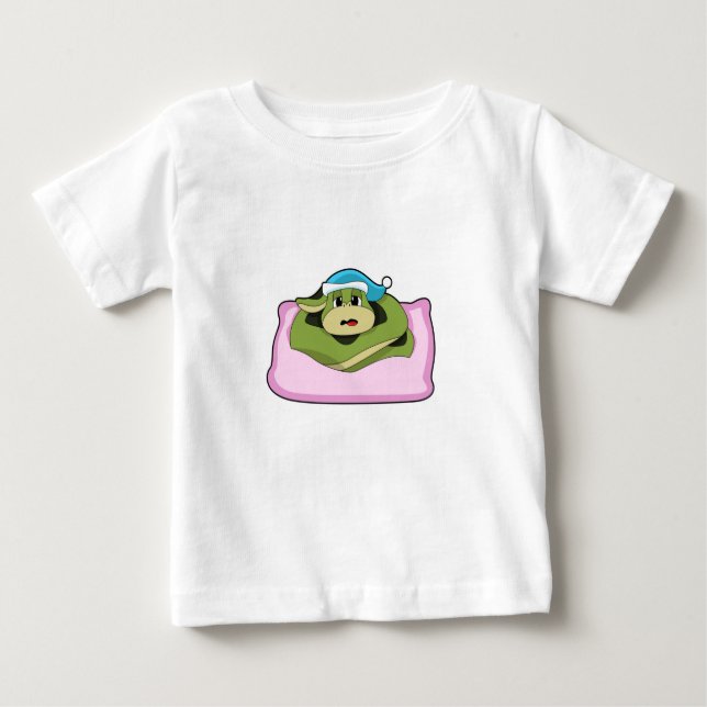 Camiseta Para Bebê Cobra de dormir com o Nightcap (Frente)