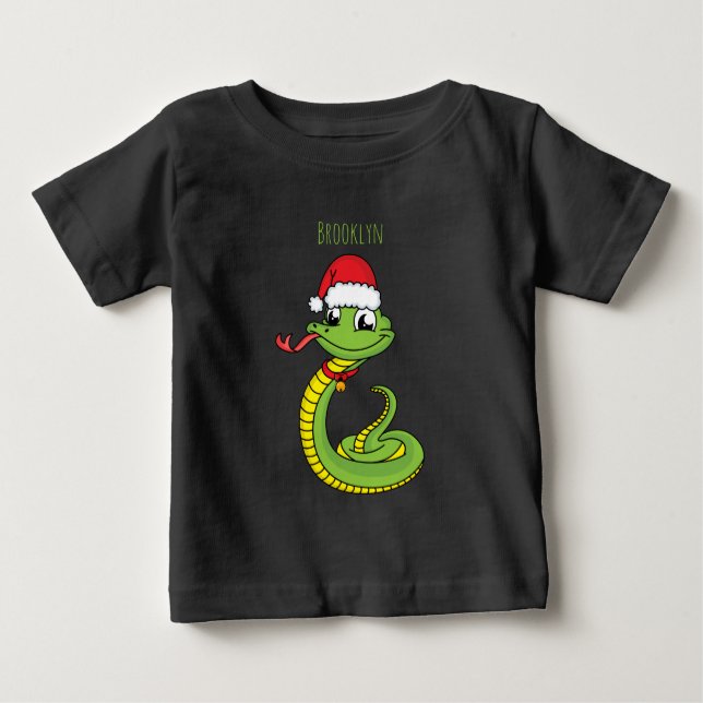 Camiseta Para Bebê Cobra verde-giro com desenho animado de chapéu de  (Frente)