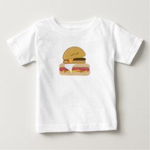 Camiseta Para Bebê Cochilo de Cachorro-Quente e Cheeseburger