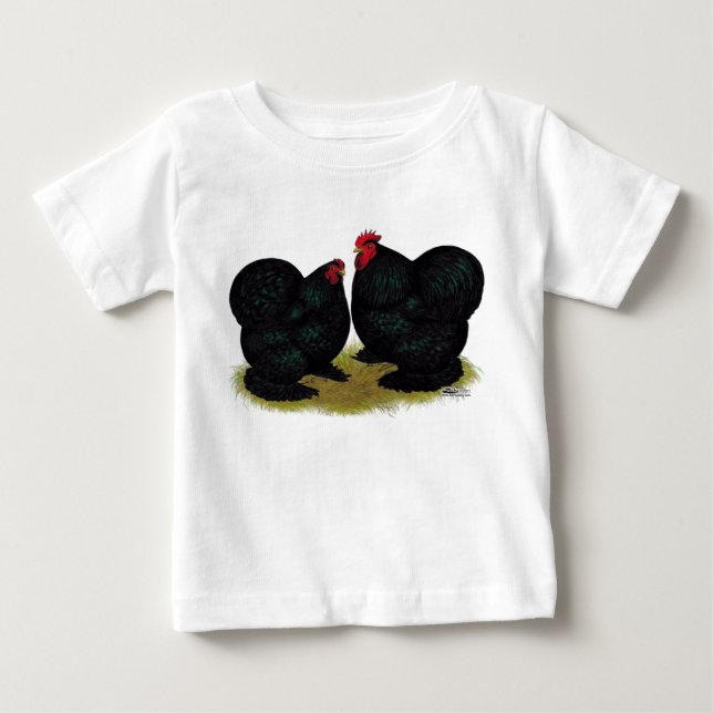 Camiseta Para Bebê Cochins Black Bantam Pair (Frente)