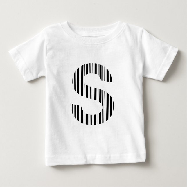 Camiseta Para Bebê CÓDIGO DE BARRAS DA LETRA S Primeiro padrão de cód (Frente)