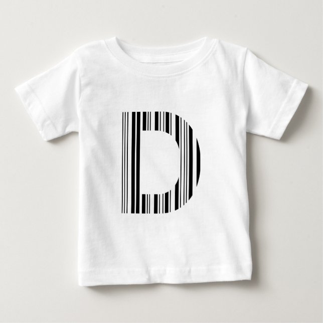 Camiseta Para Bebê CÓDIGO DE BARRAS LETRA D Primeiro Padrão de Código (Frente)