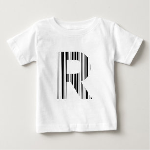 Camiseta Para Bebê CÓDIGO DE BARRAS LETRA R Primeiro Padrão de Código