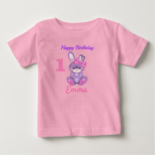 Camiseta Para Bebê Coelhinhas Rosa Fofas Personalizar Aniversário 