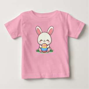 Camiseta Para Bebê Coelhinho bonito de primavera/Páscoa com ovo