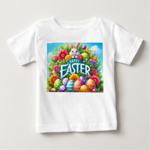 Camiseta Para Bebê Coelhinho bonito de primavera/Páscoa com ovo