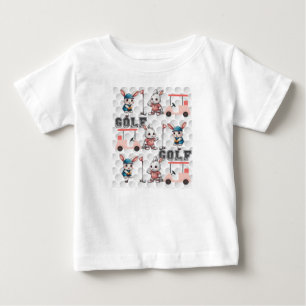 Camiseta Para Bebê Coelhinho Bonito Jogando Impressão Dourado