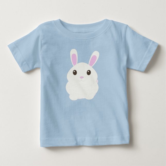Camiseta Para Bebê Coelhinho Branco Adorável (Frente)