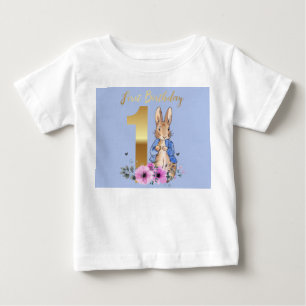 Camiseta Para Bebê Coelhinho Clássico Primeiro aniversário