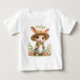Camiseta Para Bebê Coelhinho Com Flores