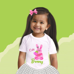 Camiseta Para Bebê Coelhinho com flores, bebê T-Shirt