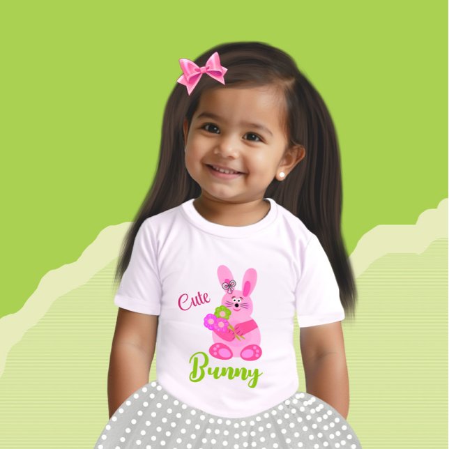 Camiseta Para Bebê Coelhinho com flores, bebê T-Shirt (Criador carregado)