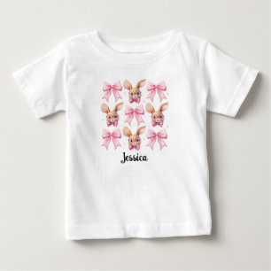 Camiseta Para Bebê Coelhinho da Páscoa com Laço Coquette Nome Persona